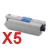 5 x Compatible OKI C532 MC563 MC573 Black Toner Cartridge 