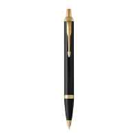 Parker IM Black Gold Fnsh Trim BP Pen Med Blue Tip