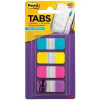 Post-It Tabs Aqua Yellow Pink Purple 15 x 38mm 40-Pack