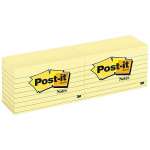 Post-It Lined Notes Canary Yellow 76 x 123mm 12-Pack