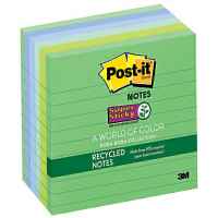 Post-It Lined Super Sticky Notes Bora Bora 101 x 101mm 6-Pack