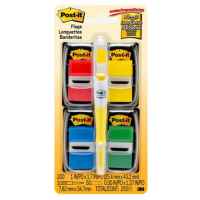 Post-It Flags Red Yellow Green Blue 25 x 43mm Value-Pack & Pen
