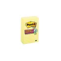 Post-It Lined Super Sticky Notes Canary Yellow 101 x 152mm 5-Pack