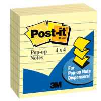 Post-It Lined Pop-up Notes Canary Yellow 101 x 101mm 3-Pack