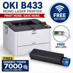 Oki B433DN Mono LED Printer + Free Wifi and Toner YA8001-6500G006