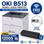 Oki B513DN Mono LED Printer + Free Wifi and Toner