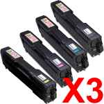 3 Lots of 4 Pack Compatible Ricoh Aficio SP-C220 SP-C221 SP-C222 SP-C240 Toner Cartridge Set