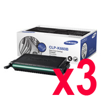 3 x Genuine Samsung CLP-610 CLP-660 CLX-6210 CLX-6240 Black Toner Cartridge CLP-K660B ST907A