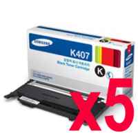 5 x Genuine Samsung CLP-320 CLP-325 CLX-3180 CLX-3185 Black Toner Cartridge CLT-K407S SU132A