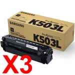 3 x Genuine Samsung SL-C3010 SL-C3060 Black Toner Cartridge CLT-K503L SU149A