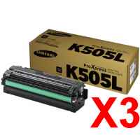 3 x Genuine Samsung SL-C2620 SL-C2670 SL-C2680 Black Toner Cartridge High Yield CLT-K505L SU169A