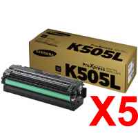 5 x Genuine Samsung SL-C2620 SL-C2670 SL-C2680 Black Toner Cartridge High Yield CLT-K505L SU169A