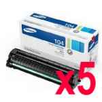 5 x Genuine Samsung ML-1660 ML-1665 ML-1860 ML-1865W SCX-3200 Toner Cartridge MLT-D104S SU748A