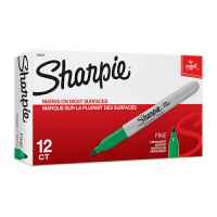 Sharpie Permanent Marker Fine Point Green Box of 12