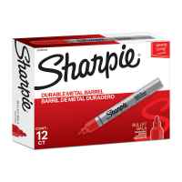 Sharpie Metal Permanent Marker Bullet Tip Red Box of 12