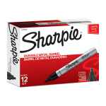 Sharpie Metal Permanent Marker Chisel Tip Black Box of 12