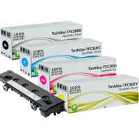 4 Pack Genuine Toshiba e-Studio 2050c 2051c 2550c 2551c Toner Cartridge Set with Waste Toner Bottle TBFC30 TFC30DK TFC30DC TFC30DM TFC30DY