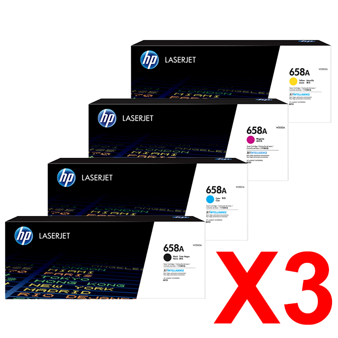 HP W2000A W2001A W2002A W2003A Toner Cartridge 658A x 3 Lots of 4 Pack -  Genuine Toner Cartridges - Hot Toner